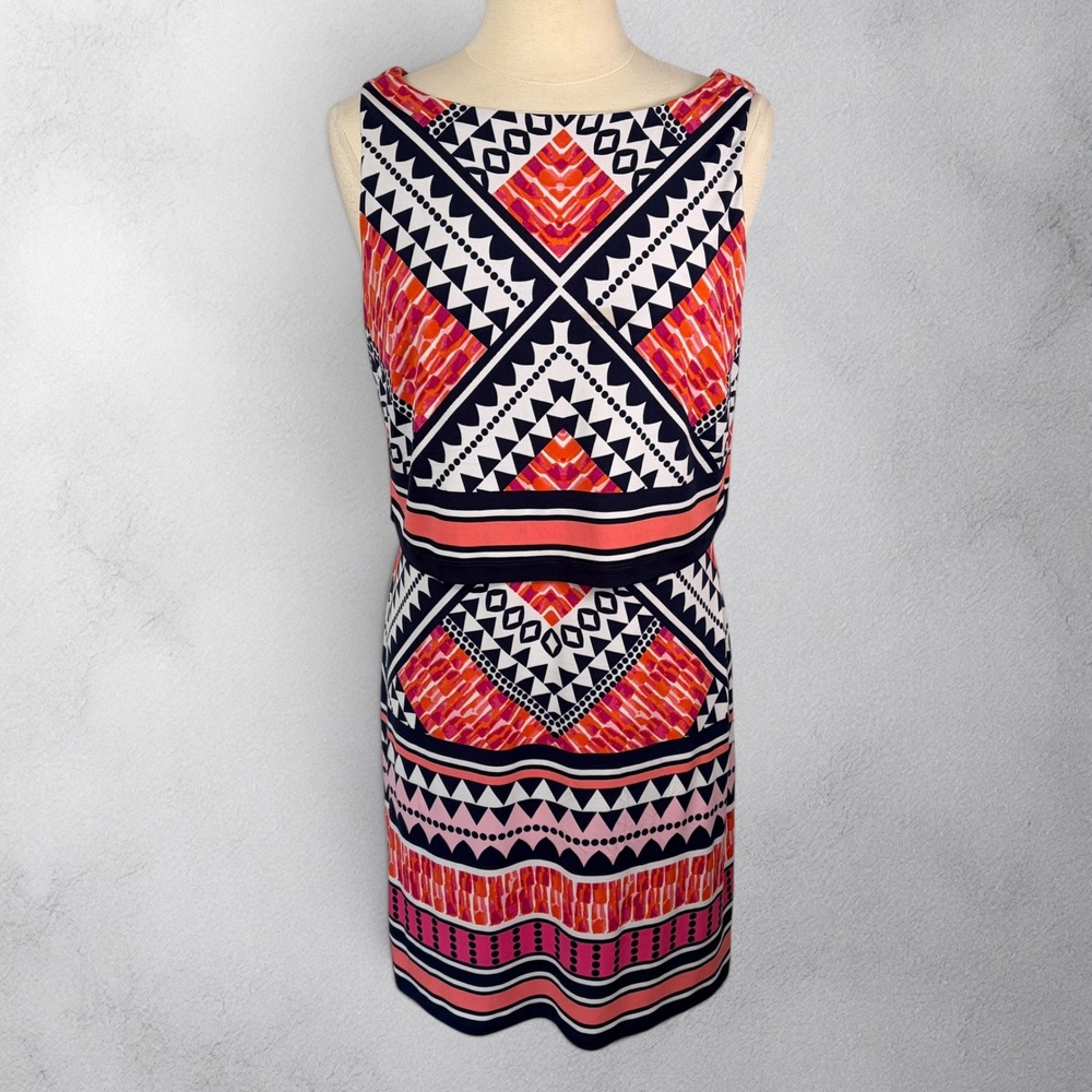 ELIZA J Aztec Print Sleeveless Mini Dress, Size 12